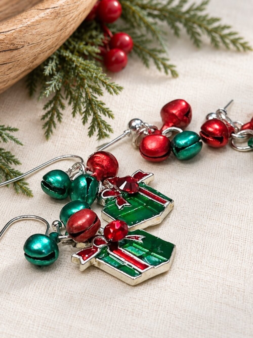 Mother & Daughter Christmas Dangling Earrings—Pierced & Clips—Stocking Stuffer